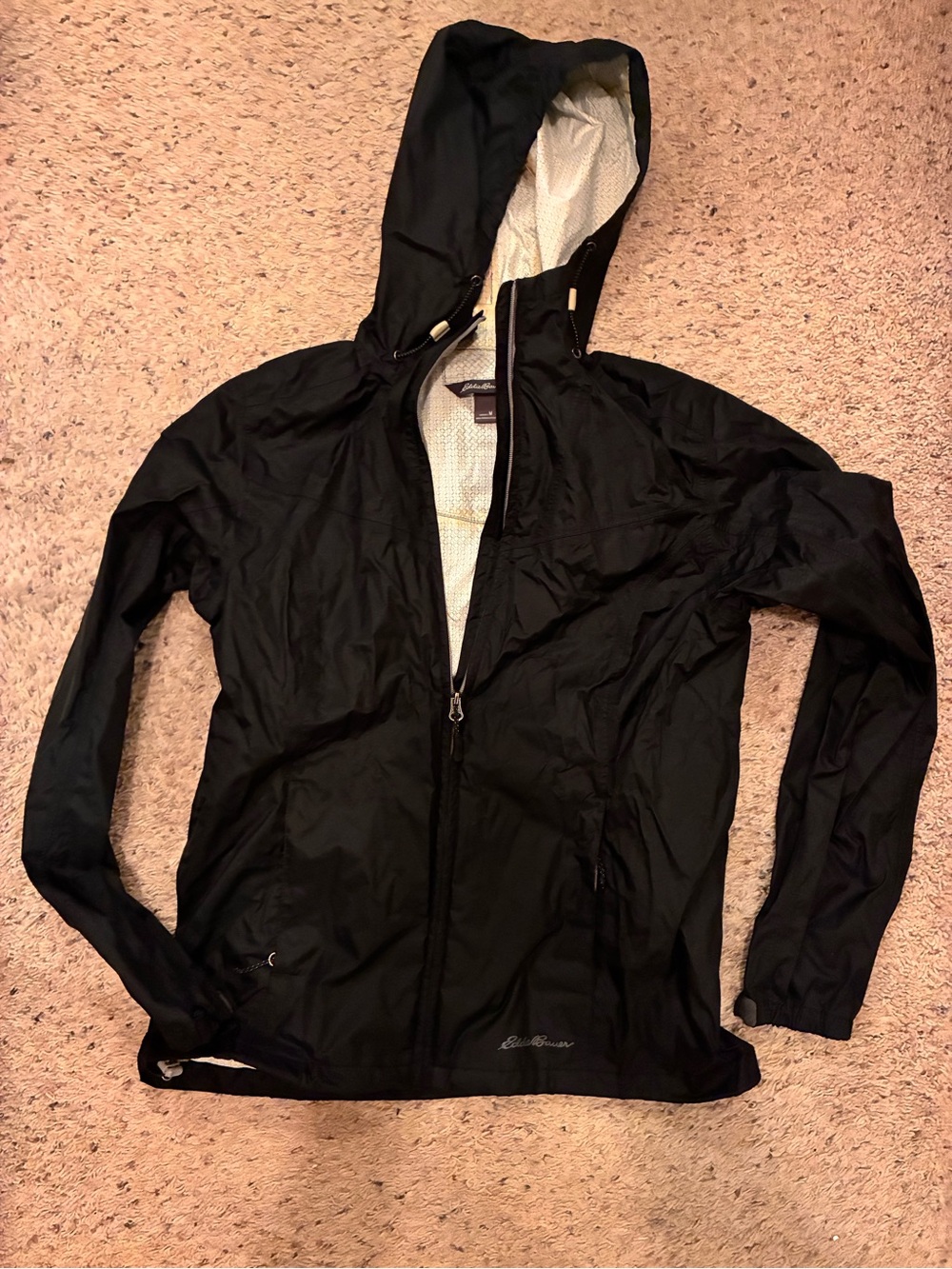 Eddie Bauer Black Hooded Rain Jacket